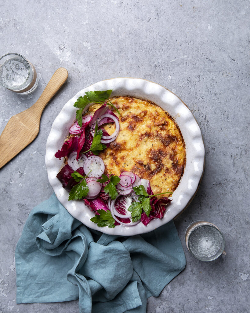 Bacon and Leek Egg Noodle Quiche Lupi Olive Oil